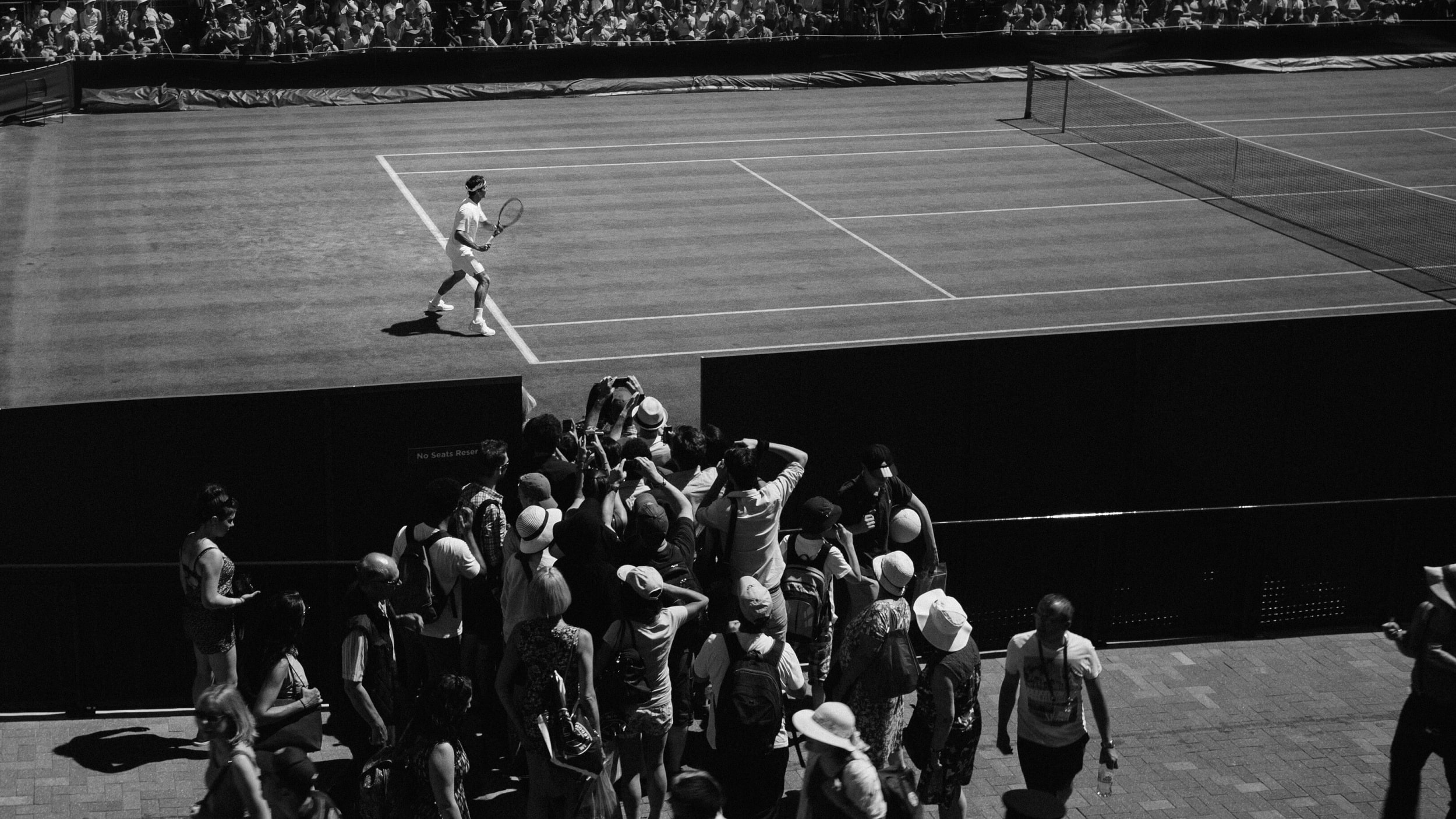Black and white photo from Wimbledon in London in 2018