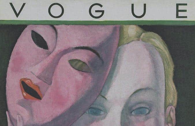 A screenshot of a Vintage Vogue Magazine Cover From 1930 by Georges Lepape.