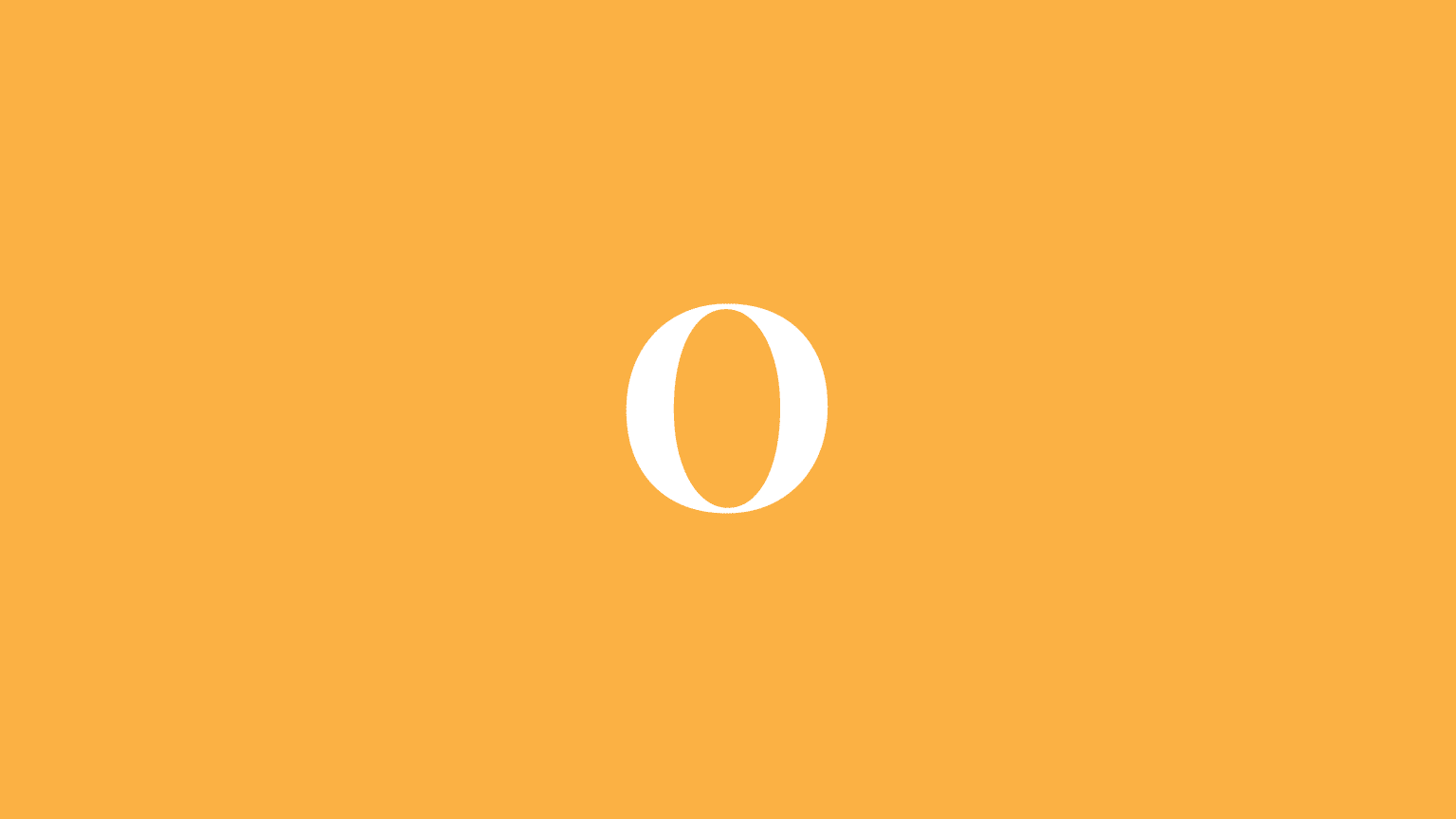 A white letter O centered on an orange background.